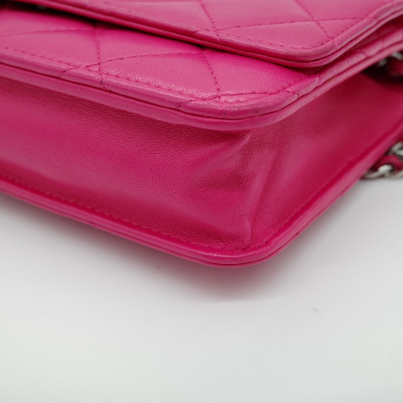 Chanel 香奈兒 Classic Flap 桃紅色 鏈條錢包 WOC 芭比粉 斜背包 單肩包-10