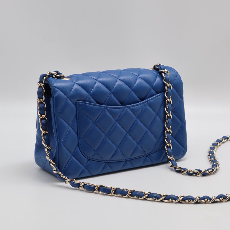 CHANEL 經典口蓋包 Mini CF20 - 寶藍金24開-1