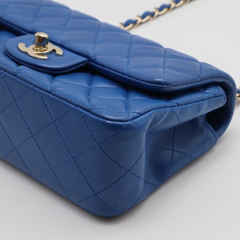 CHANEL 經典口蓋包 Mini CF20 - 寶藍金24開-3