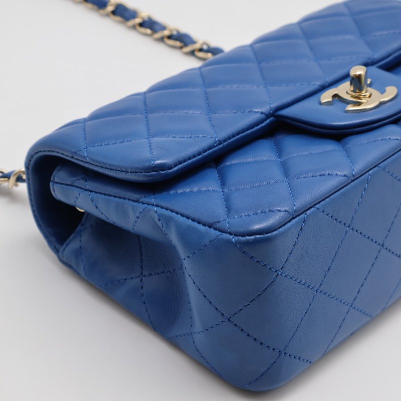 CHANEL 經典口蓋包 Mini CF20 - 寶藍金24開-4