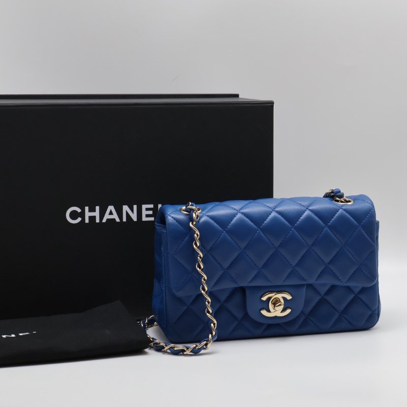 CHANEL 經典口蓋包 Mini CF20 - 寶藍金24開-8