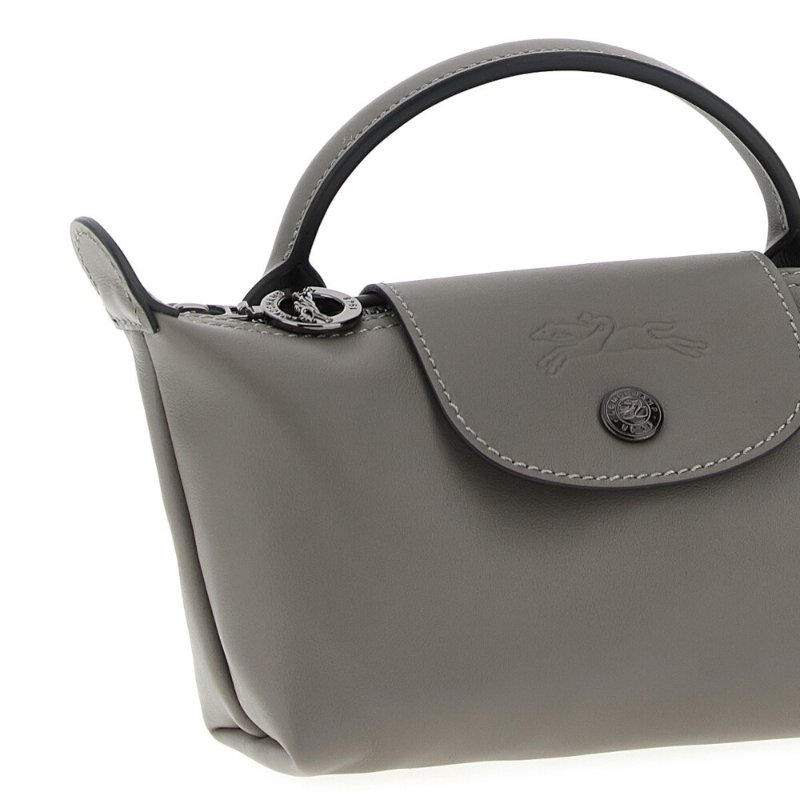 【LONGCHAMP】Le Pliage Xtra XS 迷你 牛皮 手提包 肩背包 斜背包 水餃包 斑鳩色 灰色 34205987P55-1
