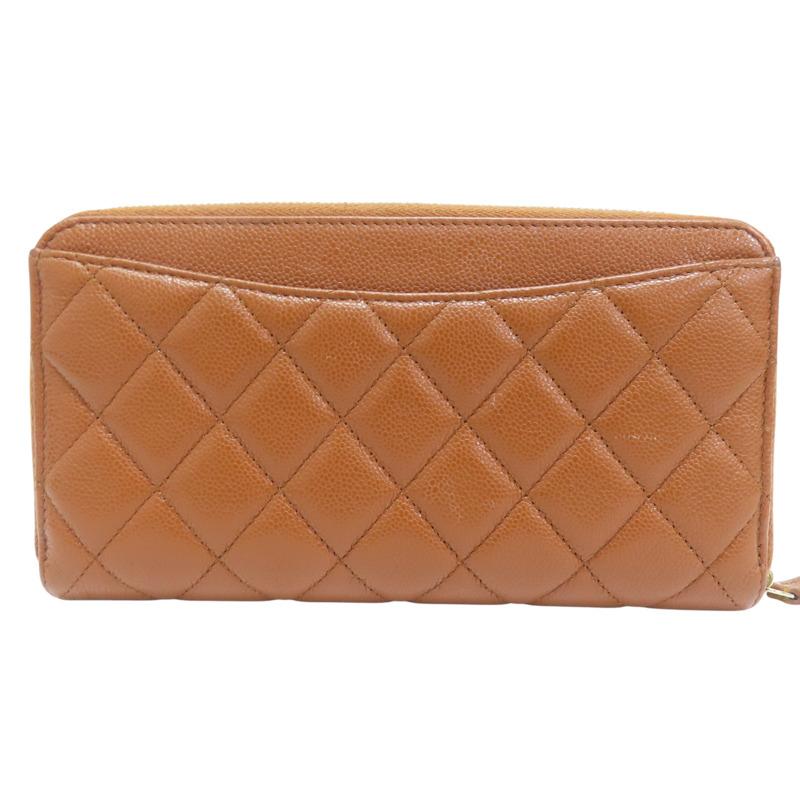 棕色 菱格紋 荔枝牛皮 拉鍊長夾【CHANEL 香奈兒】-1