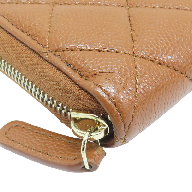 棕色 菱格紋 荔枝牛皮 拉鍊長夾【CHANEL 香奈兒】-8