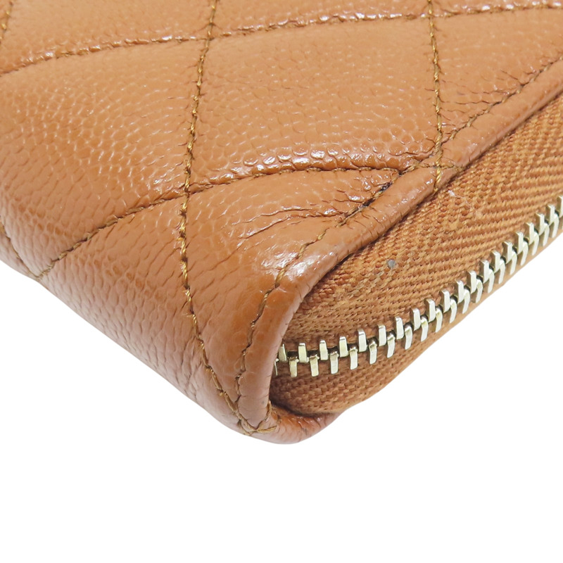 棕色 菱格紋 荔枝牛皮 拉鍊長夾【CHANEL 香奈兒】-9