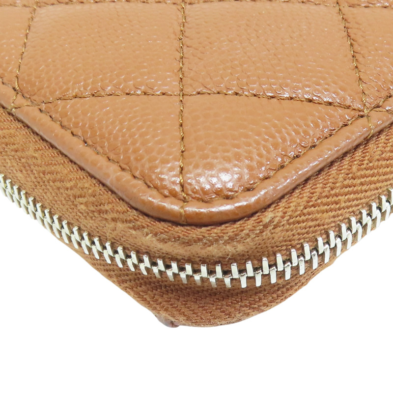 棕色 菱格紋 荔枝牛皮 拉鍊長夾【CHANEL 香奈兒】-10