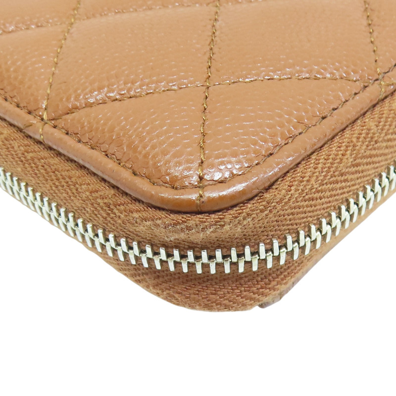 棕色 菱格紋 荔枝牛皮 拉鍊長夾【CHANEL 香奈兒】-11