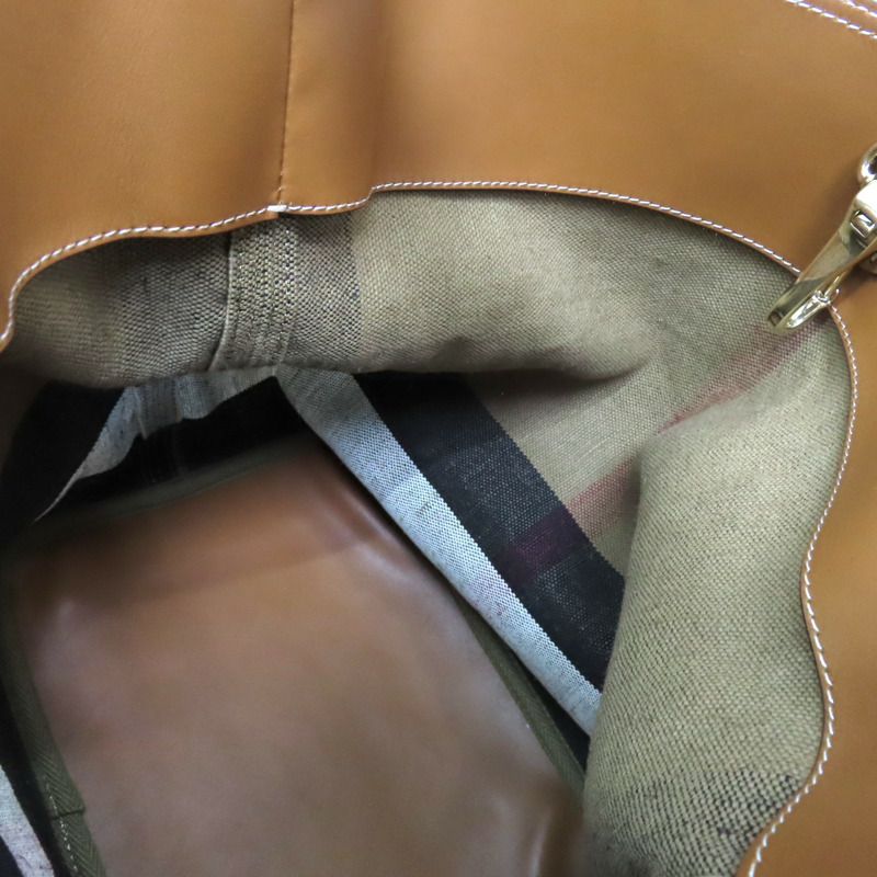 棕色 帆布 Ashby Hobo 手提包 【BURBERRY 巴寶莉】 3945742-4