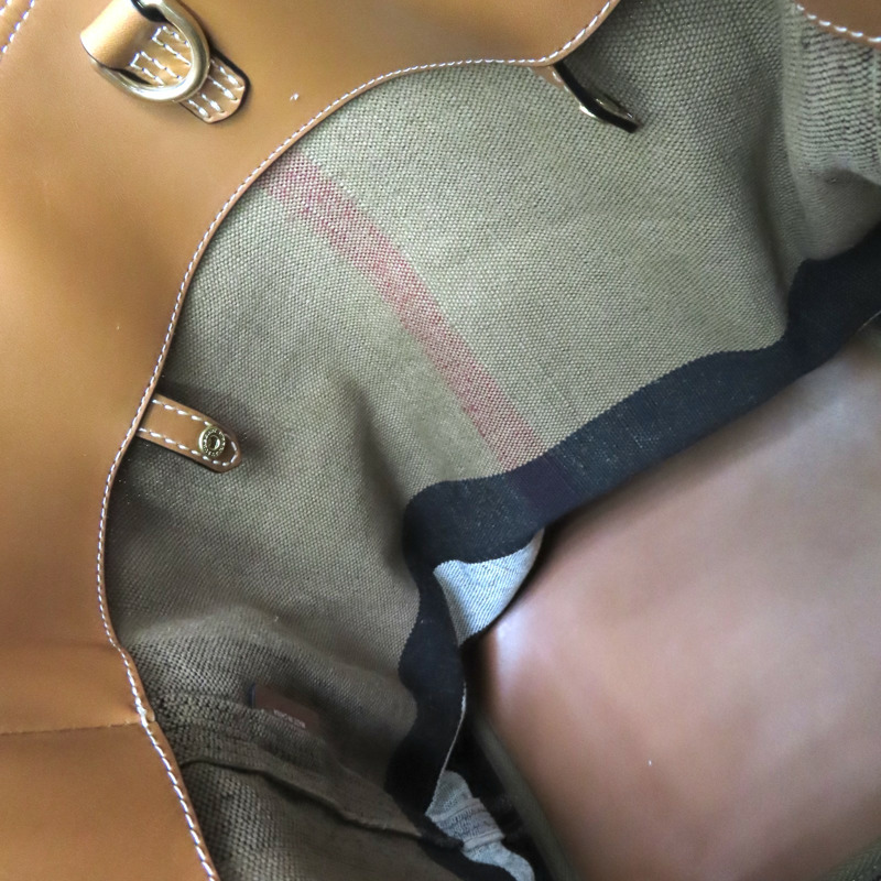 棕色 帆布 Ashby Hobo 手提包 【BURBERRY 巴寶莉】 3945742-5