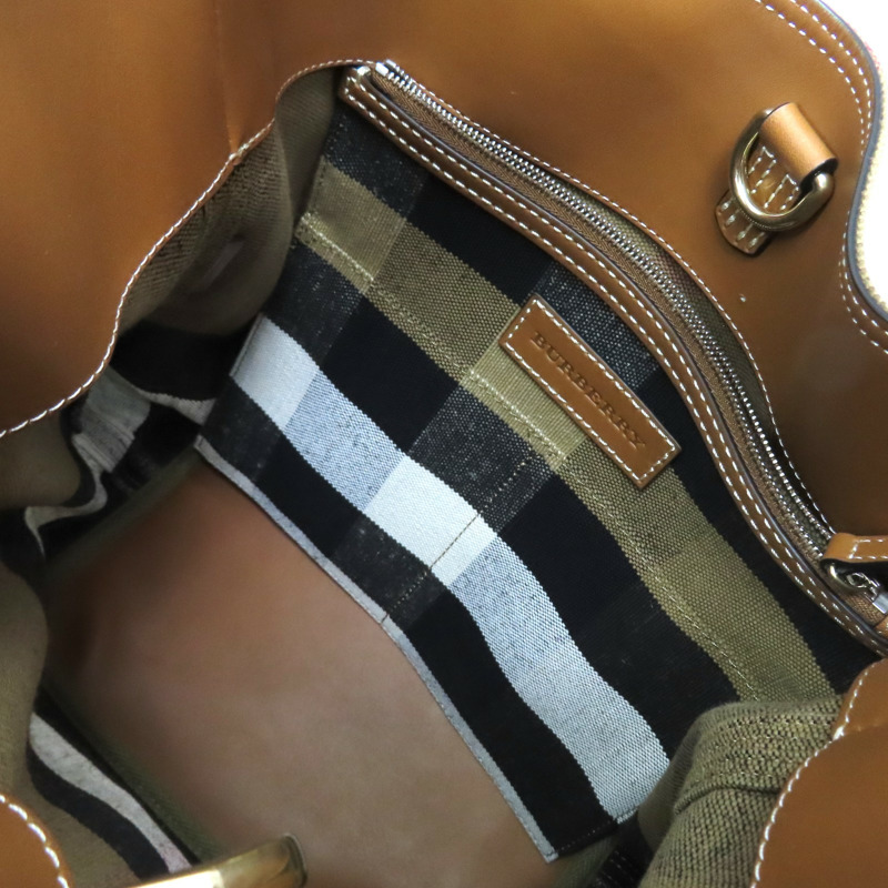 棕色 帆布 Ashby Hobo 手提包 【BURBERRY 巴寶莉】 3945742-6
