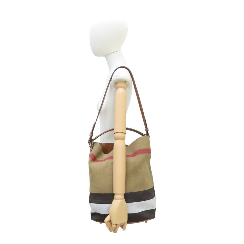 棕色 帆布 Ashby Hobo 手提包 【BURBERRY 巴寶莉】 3945742-12