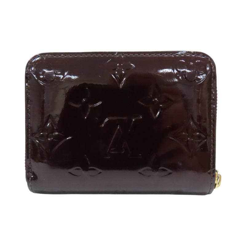 酒紅色 原花壓紋 漆皮 拉鍊 零錢包 M93607【LOUIS VUITTON LV 路易威登】 M93607-1