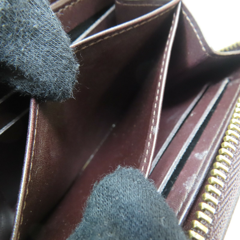 酒紅色 原花壓紋 漆皮 拉鍊 零錢包 M93607【LOUIS VUITTON LV 路易威登】 M93607-5