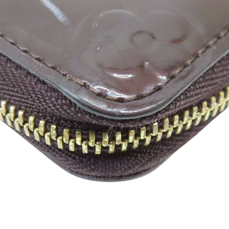 酒紅色 原花壓紋 漆皮 拉鍊 零錢包 M93607【LOUIS VUITTON LV 路易威登】 M93607-9
