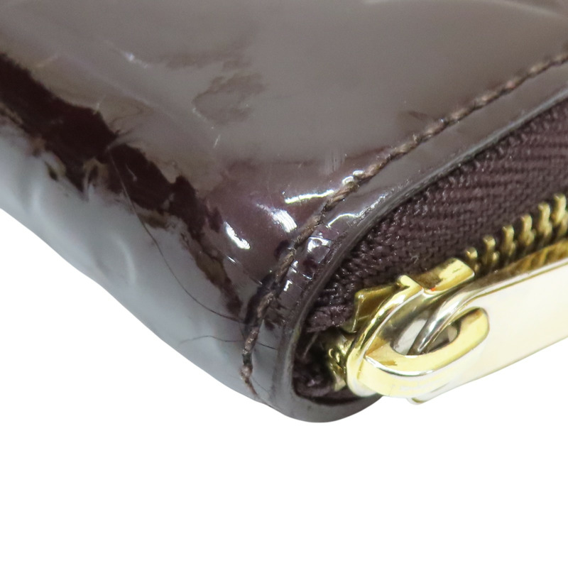 酒紅色 原花壓紋 漆皮 拉鍊 零錢包 M93607【LOUIS VUITTON LV 路易威登】 M93607-10