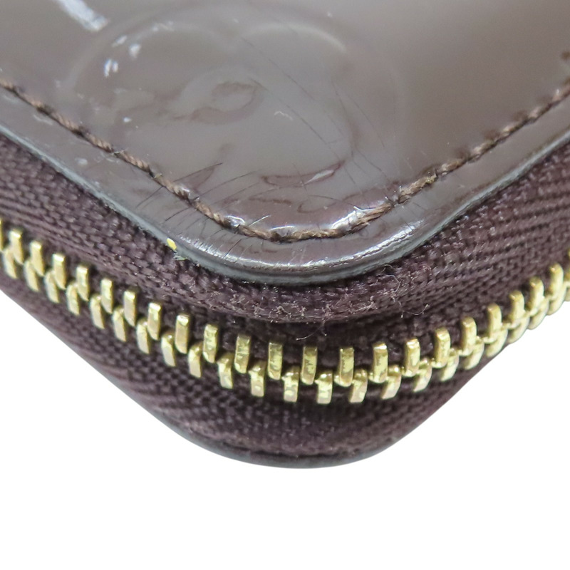 酒紅色 原花壓紋 漆皮 拉鍊 零錢包 M93607【LOUIS VUITTON LV 路易威登】 M93607-12