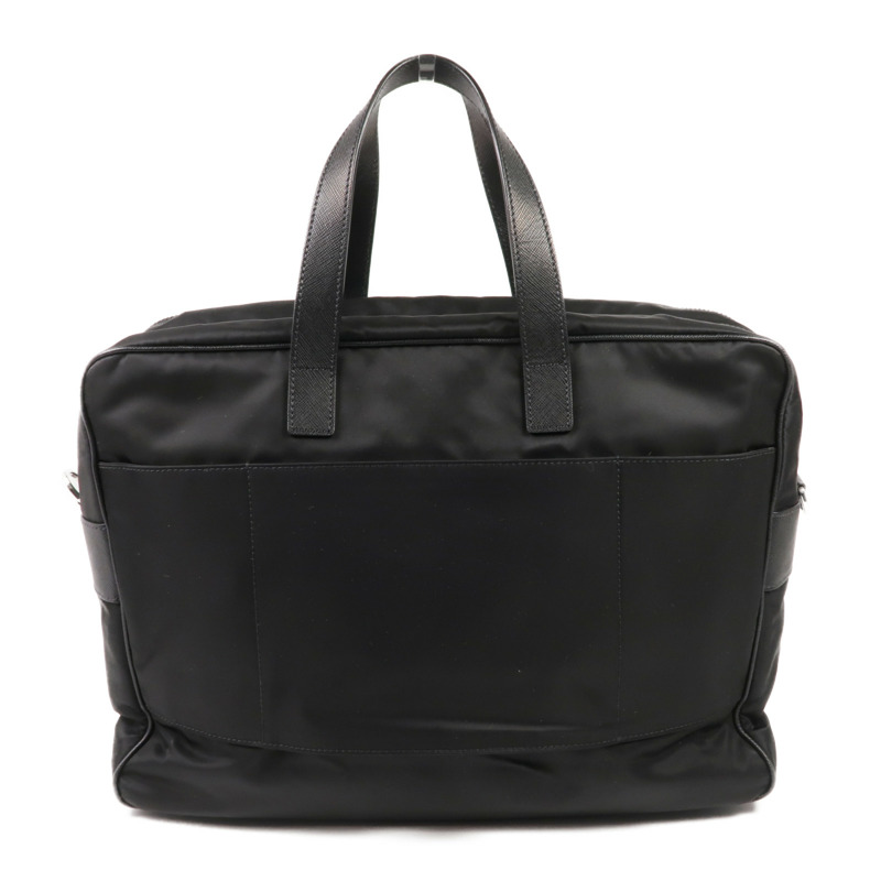 PRADA 尼龍/Saffiano皮革Briefcase銀扣手挽肩背兩用袋-1