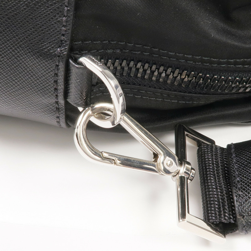 PRADA 尼龍/Saffiano皮革Briefcase銀扣手挽肩背兩用袋-5