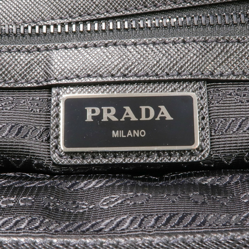 PRADA 尼龍/Saffiano皮革Briefcase銀扣手挽肩背兩用袋-9
