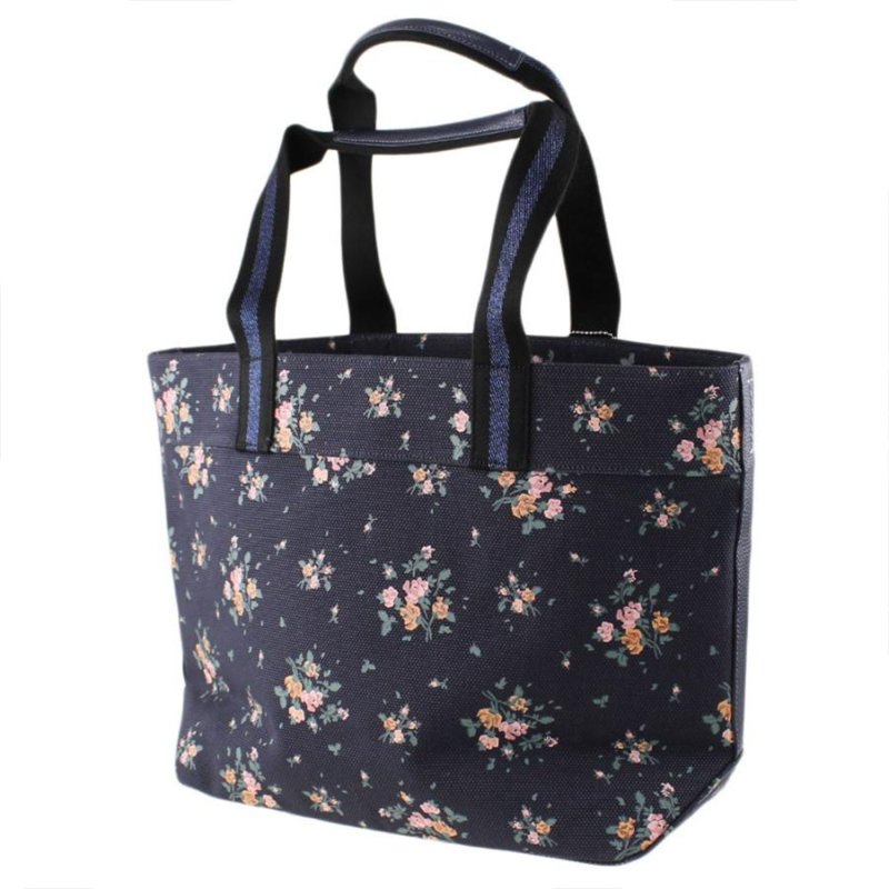 【COACH】桑妮兔聯名帆布托特包-黑底花朵-2