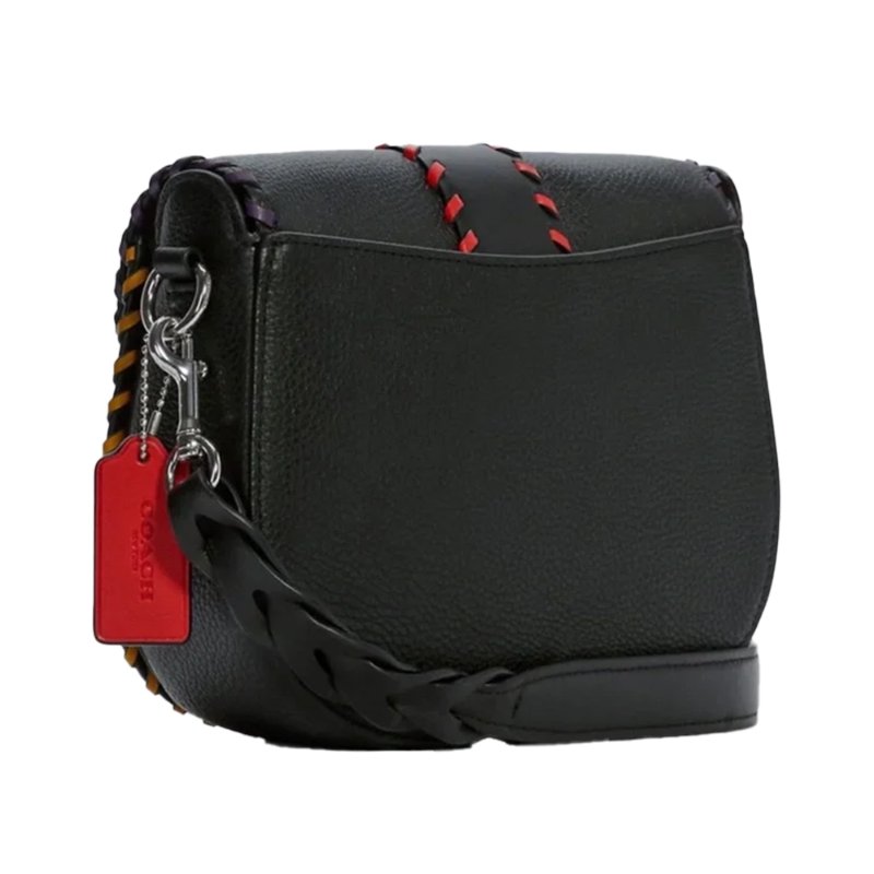 【COACH】皮革編織造型斜背包-黑色-2