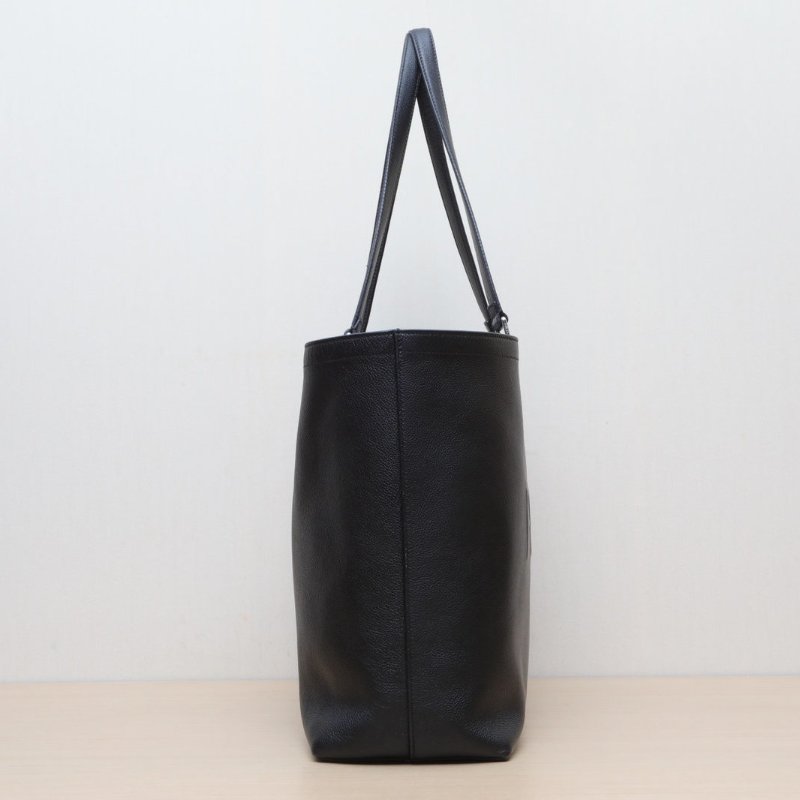 FENDI 黑色牛皮logo浮雕字母手提托特包購物袋肩背包-3