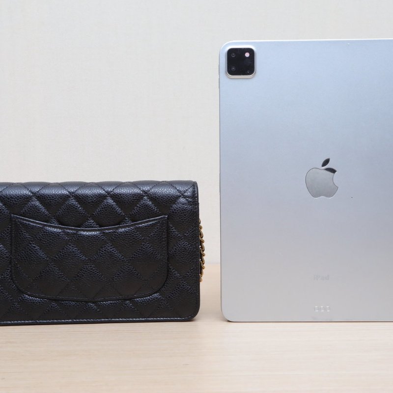 CHANEL CFWOC19黑色荔枝牛皮晶片開金扣肩背包-4