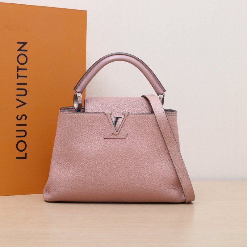 LOUIS VUITTON CapucinesBB27粉色牛皮銀扣2017肩背包-0