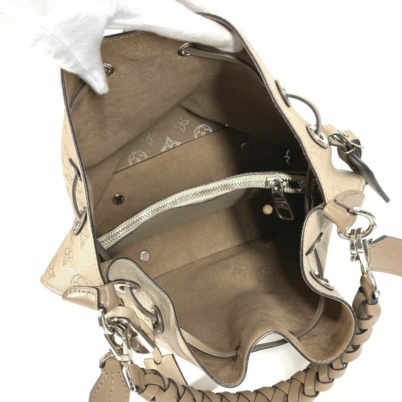 路易威登 M55799 Monogram Mahina Mulia 手提包,兩用斜/肩包,皮革材質,女士款,Galle 色,米色-11