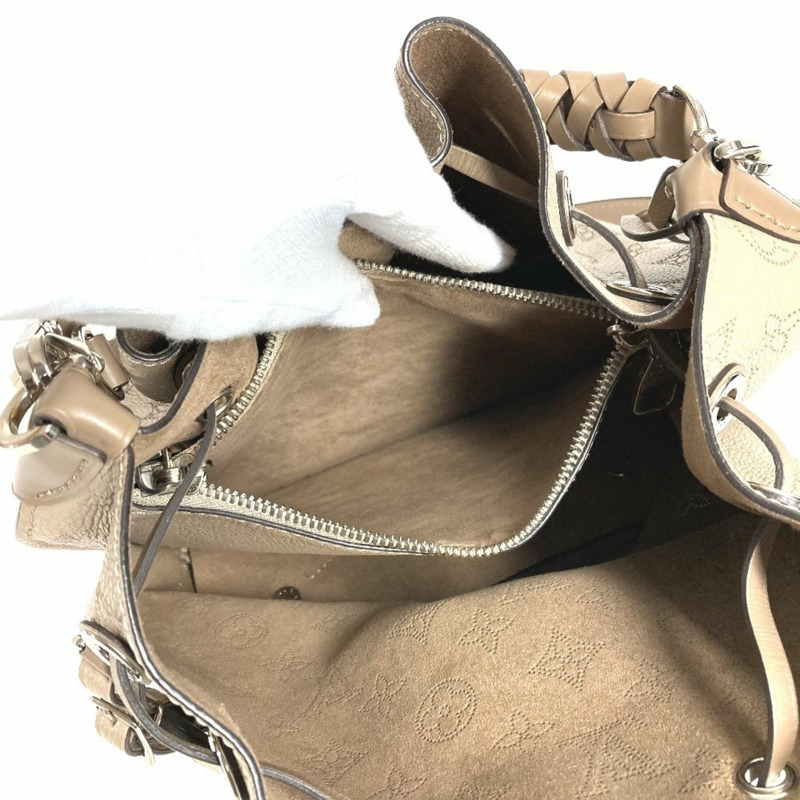 路易威登 M55799 Monogram Mahina Mulia 手提包,兩用斜/肩包,皮革材質,女士款,Galle 色,米色-13