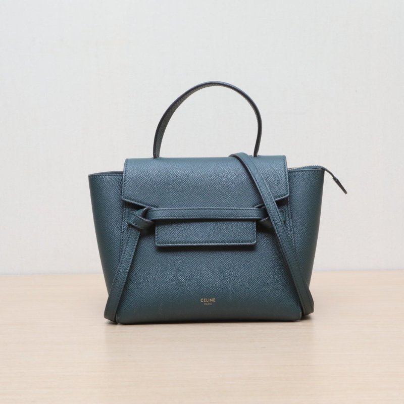 CELINE Belt鯰魚包Nano20墨綠色牛皮金扣肩背包-1