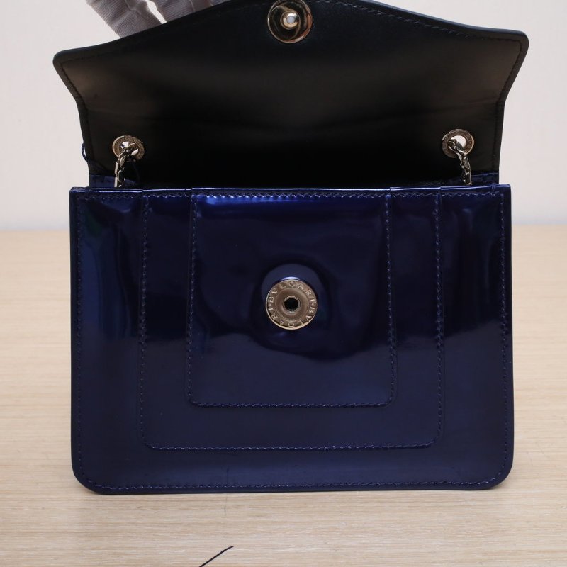 BVLGARI SerpentiForever鏈條蛇頭包方版20藍色牛皮肩背包-2