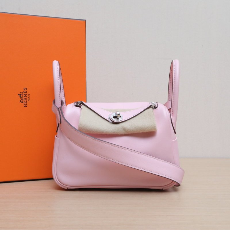 HERMES LindyMini3Q新櫻花粉Swift皮K2025銀扣肩背包-0