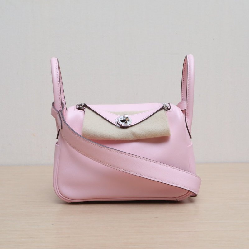 HERMES LindyMini3Q新櫻花粉Swift皮K2025銀扣肩背包-1
