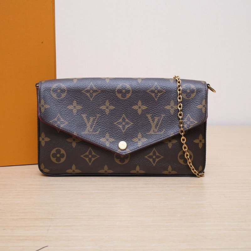 LOUIS VUITTON POCHETTEFELICIE三合一鏈條包老花PVC2018肩背包-0