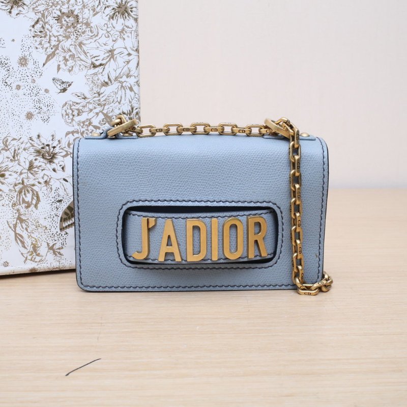 DIOR Jadior鏈條包迷你18藍色牛皮金扣2018肩背包-0