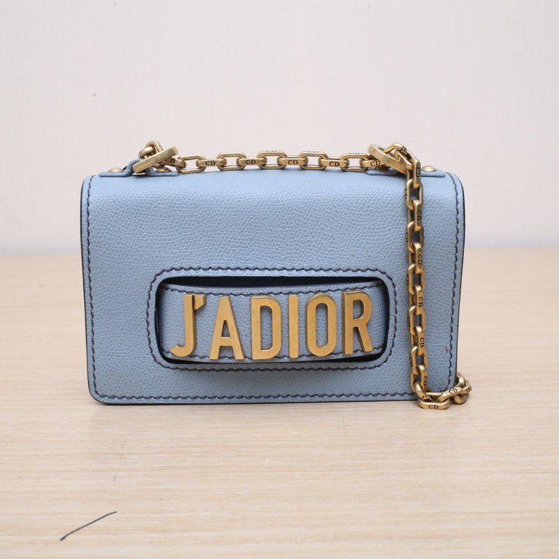 DIOR Jadior鏈條包迷你18藍色牛皮金扣2018肩背包-1