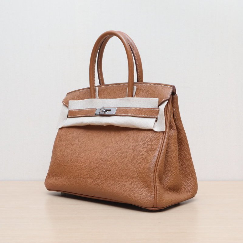 HERMES Birkin3037金棕色Togo皮A刻銀扣肩背包-3