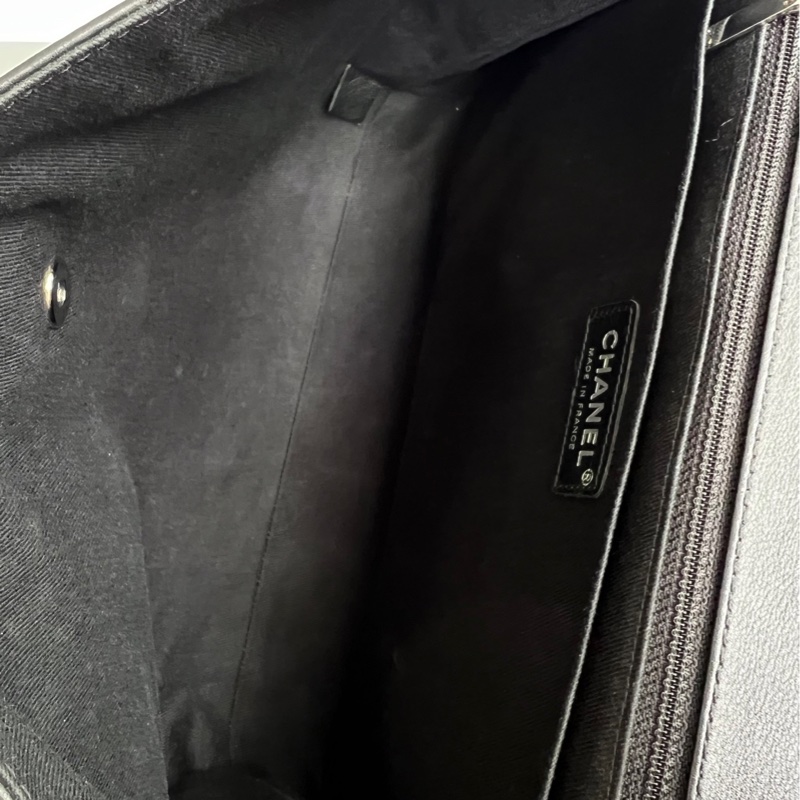 Chanel黑銀牛皮貝嫂公文機場包-10