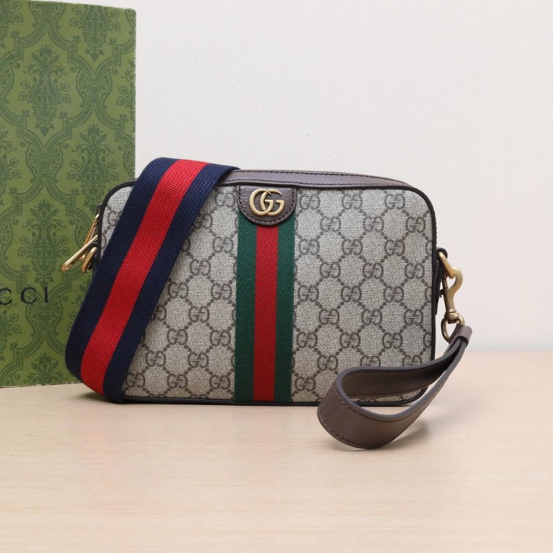 GUCCI 老花PVC金扣Ophidia系列相機包斜挎包肩背包-0