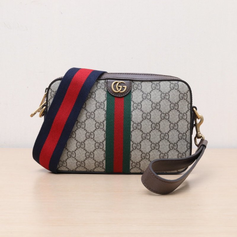 GUCCI 老花PVC金扣Ophidia系列相機包斜挎包肩背包-1
