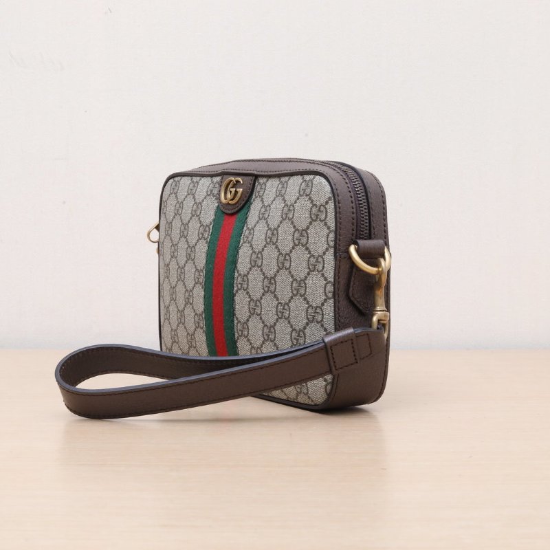 GUCCI 老花PVC金扣Ophidia系列相機包斜挎包肩背包-4