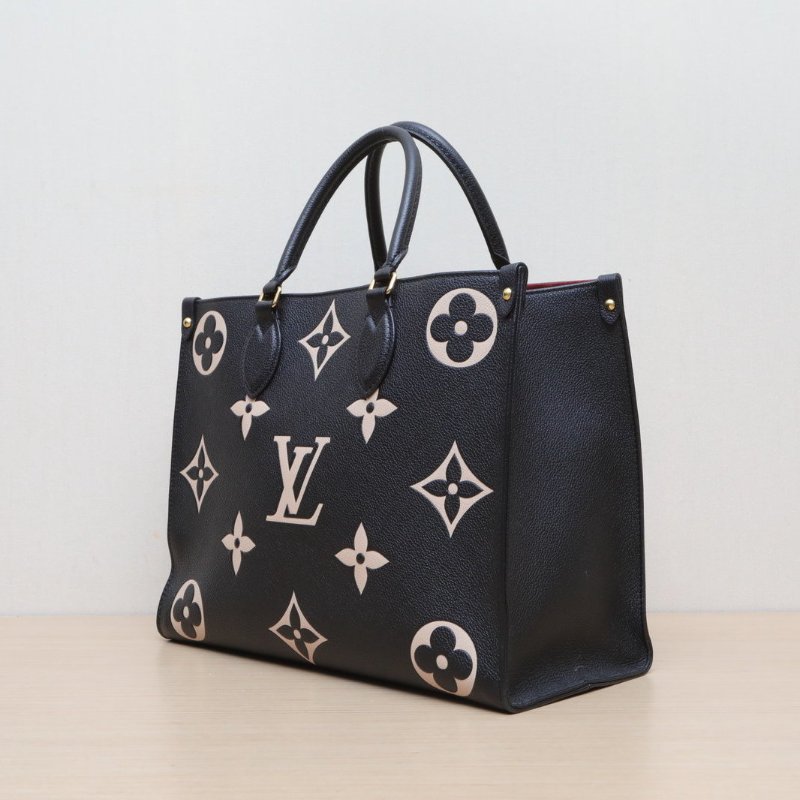 LOUIS VUITTON Onthego中號35牛皮2020黑白大Logo印花肩背包-4
