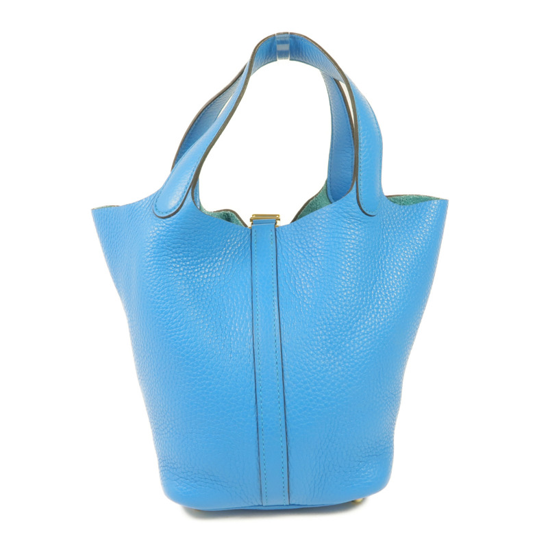 HERMES Clemence皮革Picotin PM金扣手挽袋 Bleu Zanzibar-1