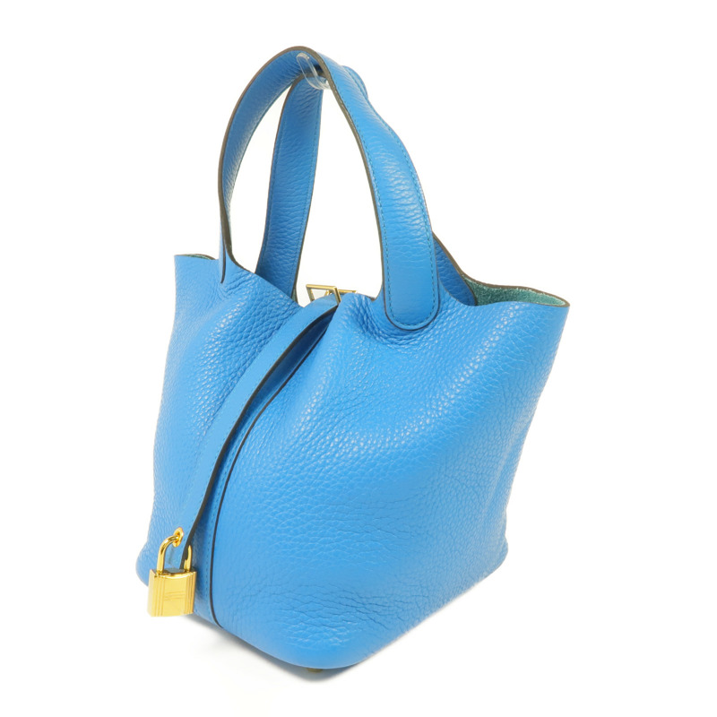 HERMES Clemence皮革Picotin PM金扣手挽袋 Bleu Zanzibar-2