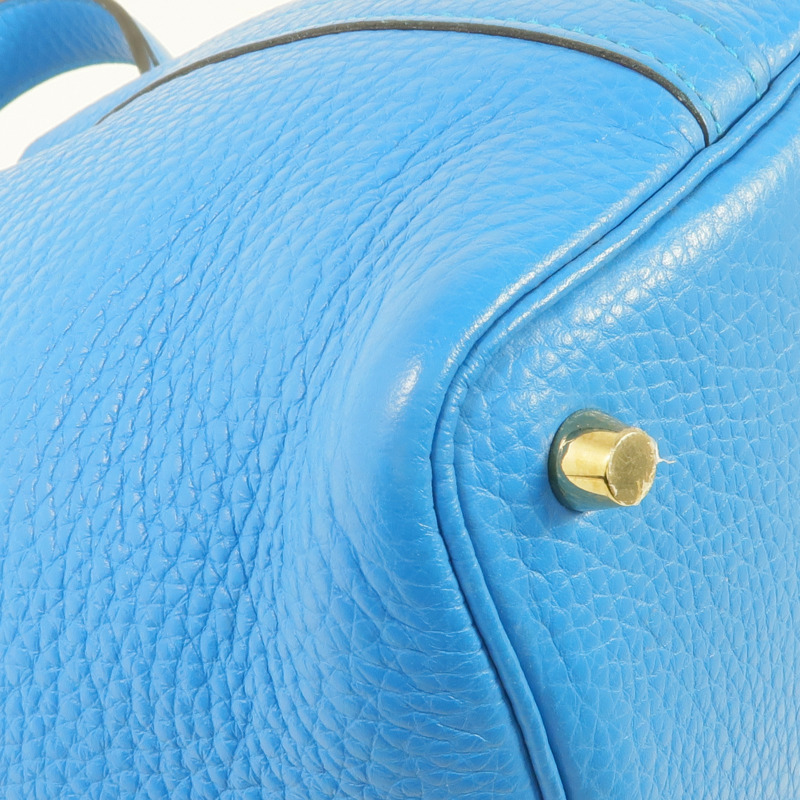 HERMES Clemence皮革Picotin PM金扣手挽袋 Bleu Zanzibar-6