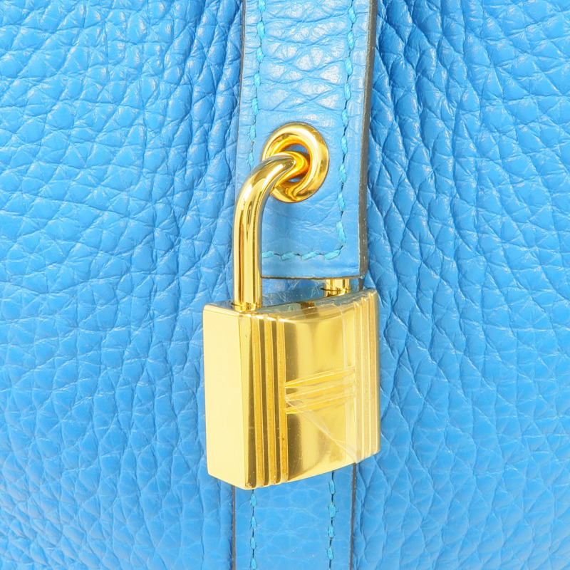 HERMES Clemence皮革Picotin PM金扣手挽袋 Bleu Zanzibar-9