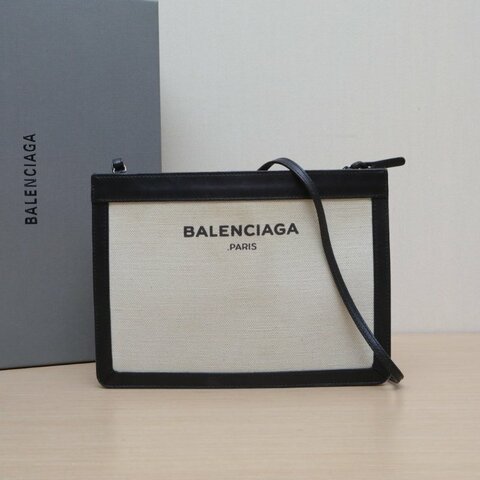 BALENCIAGA 拼色帆布風琴包斜挎包肩背包