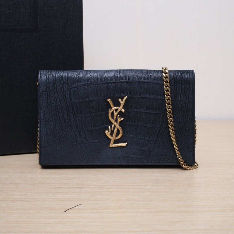 SAINT LAURENT 黑色牛皮金扣MONOGRAMwoc鏈條包肩背包-0