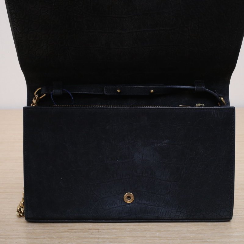 SAINT LAURENT 黑色牛皮金扣MONOGRAMwoc鏈條包肩背包-2